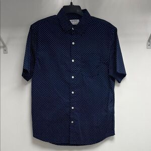 Old Navy Men's Navy Blue Polka Dot Shirt